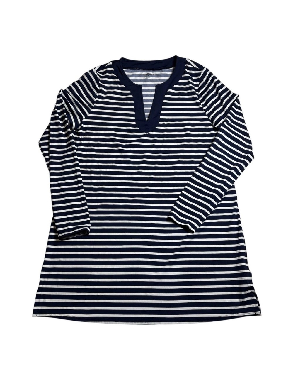 Lands’ End Swim Cover-Up Navy Blue White Stripe Size Med/Large Nylon Beach Pool